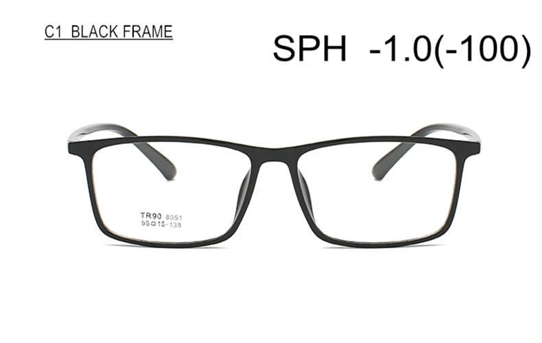 C1 (-1.0) SWOKENCE SPH-0,5 TO-6 TR90 оправа Очки для близорукости для женщин и мужчин бренд Расширенный большой размер очки по рецепту близорукие F118 - Цвет оправы: C1 (-1.0)