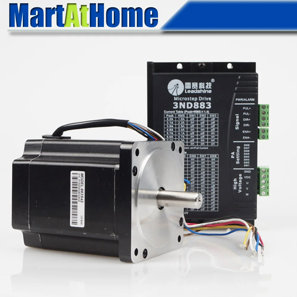 Новый DIY Набор драйверов с ЧПУ Leadshine 3ND883 шаговый Драйвер 80 в + 863S42 двигатель 4 Н. М