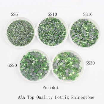 

High Quality !AAA Grade SS6-SS30 Peridot Iron on Strass Crystal Glue back Glass Stone For Clothes Bags Big pack whole sale