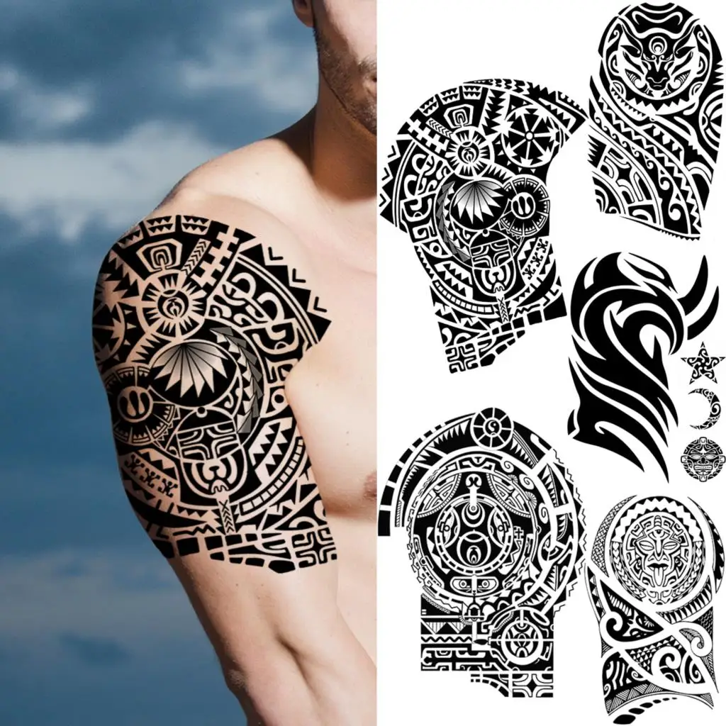 Tatouage Maorie Bras Homme Signification Tatouage Temporaire Indien Pour Hommes, Grand Bras Maori, Totem Pour  Adultes, Autocollant Réaliste, Peinture D'art Corporel, Papier Lavable -  Temporaire Tatouages - AliExpress
