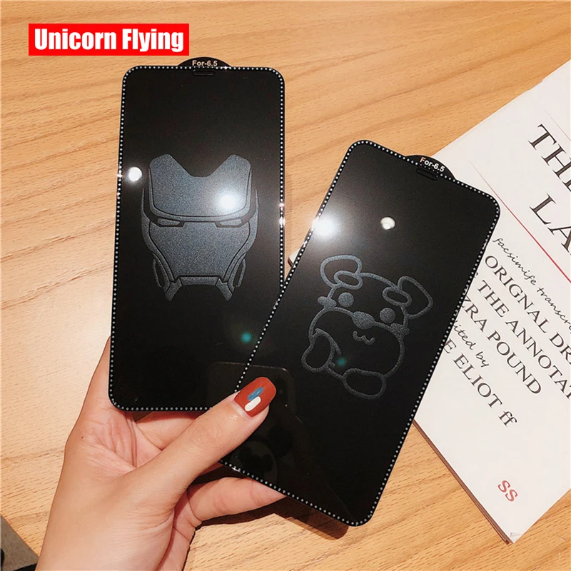 

LinXiang Invisible Marvel Iron Man Cartoon Dog 9H 6D Tempered Glass Screen Protector For iPhone 6 6s 7 8 Plus X XR XS Max 11 Pro