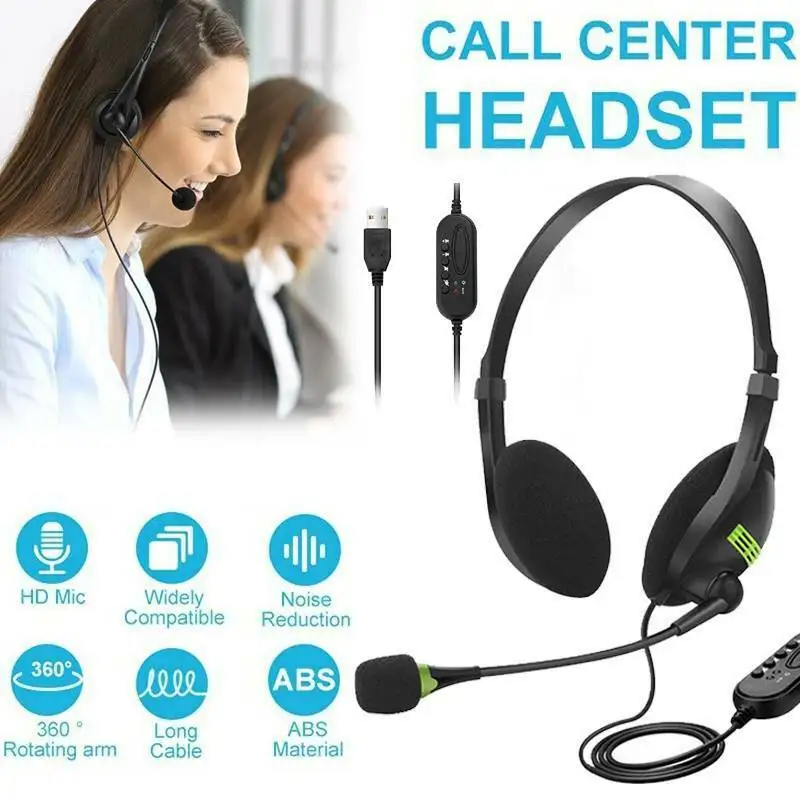 kowkaka USB Headset Wired with Microphone Noise Cancelling MIC Computer Headphones Business Headset for Call PC Laptop