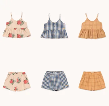 

Kids Clothes Sets 2020 Brand New Spring Summer Girls Cute Flower Print Sleeveless Sling Shirts And Shorts Baby Child Suits