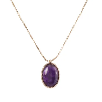 

Fashion New Dichroic Glass Small Faceted Stone Pendant Necklace