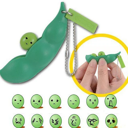 창의적인 압출 완두콩 콩 에다마메 스트레스 해소 장난감 키체인, 귀엽고 재미있는 열쇠 고리, 선물 가방, 매력 장신구 3