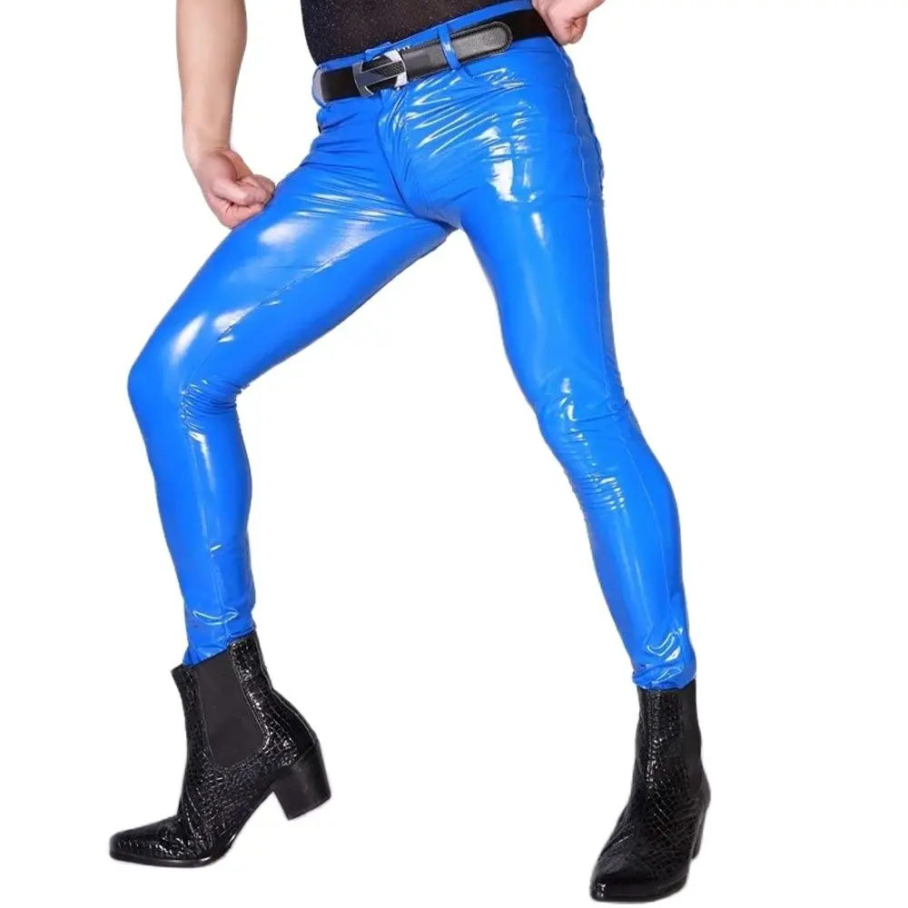Sexy Men High Elastic Blue Latex PVC 