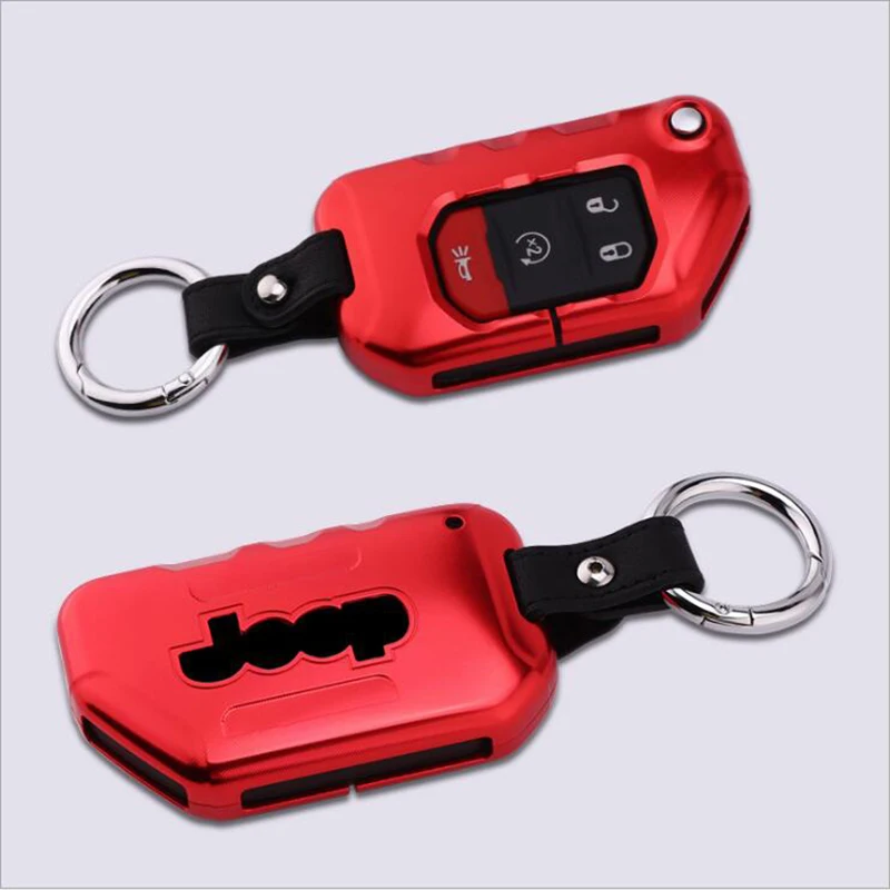

New Aluminium Alloy Car Smart Remote Key Cover Case For Jeep New JL Wrangler 2018 Auto Key Protection Shell Keychain Accessories