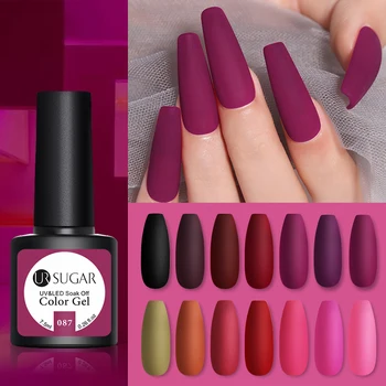 

UR SUGAR Matte Nail Polish Red purple Series Nail Art All for Manicures Need UV LED Base Top coat Gel Varnish hybrid Gel polish