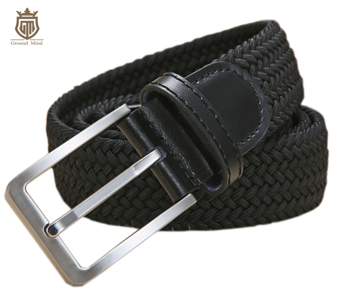black woven belt mens