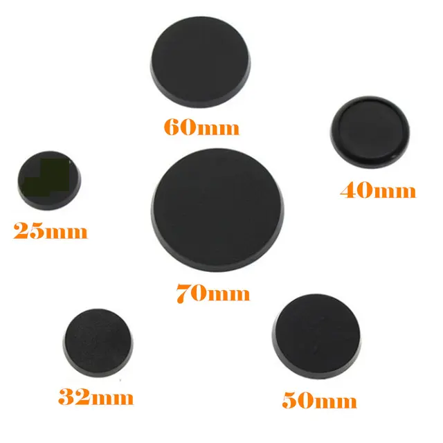 30pcs/50pcs/100pcs Wargame Table Base 25mm-70mm Gaming Miniatures Plastic Round Bases Model 1