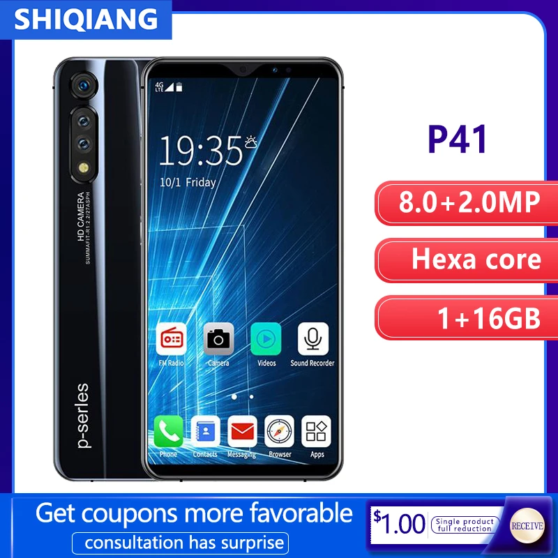 SOYES P41 Mobile Phone Android Smartphone Face ID Unlock 6.1 inch Full Screen 1GB+16GB Global Version Cell phones 4800mAh