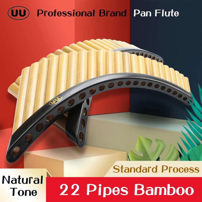 

UU Pan Flute 22 Pipes G Key Bamboo ABS Base Panflute Handmade Romanian Style Professional Panpipes Wind Musical Instruments