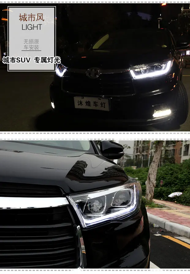 Автомобильный Стайлинг для Toyota- фара Highlander светодиодный фары светодиодный динамический сигнал поворота фары аксессуары