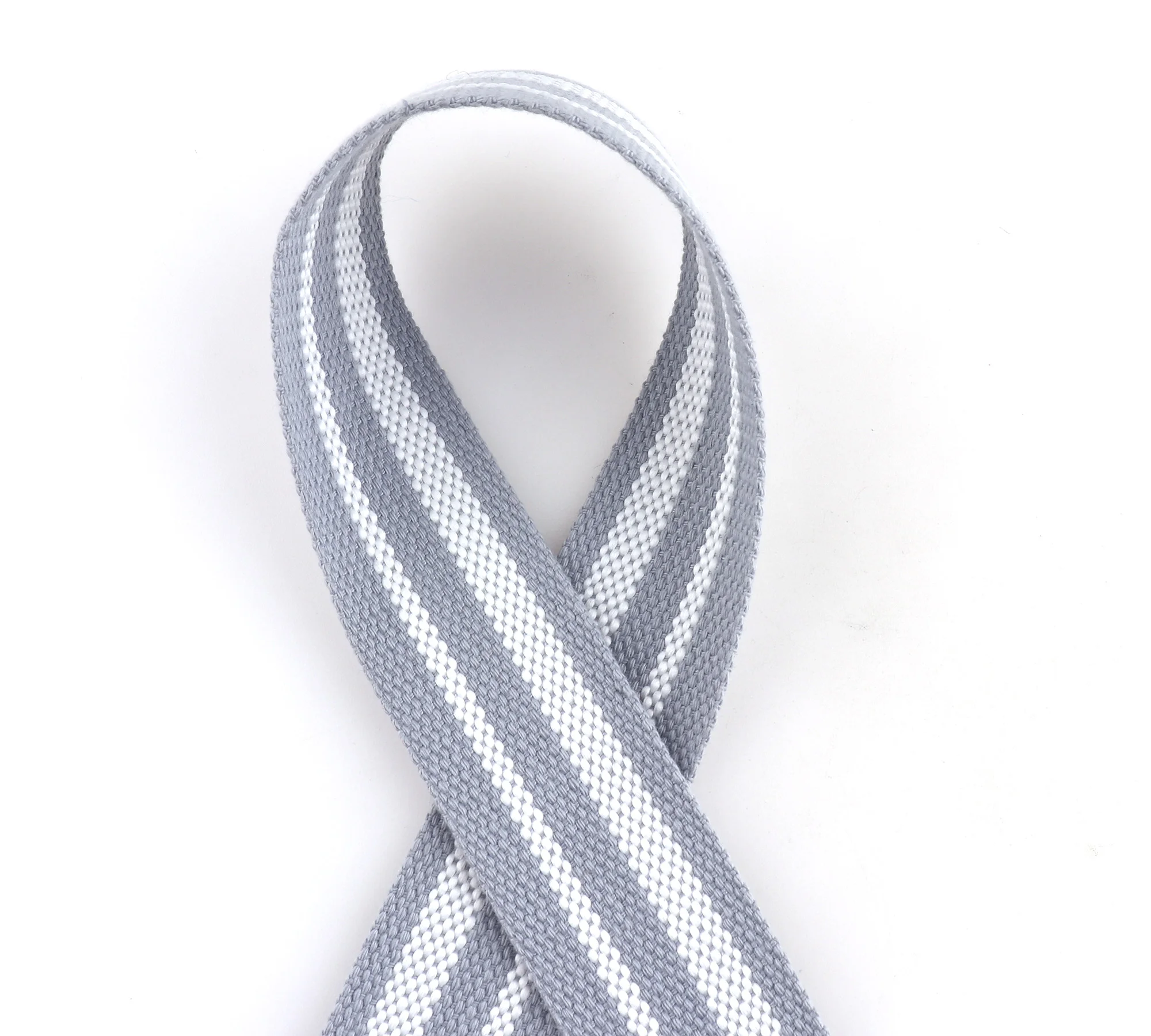 1.5&ldquo; cotton webbing Polyester gray striped soft webbing Nylon Strap for Belt Dog Collar camera handbag garment backpack