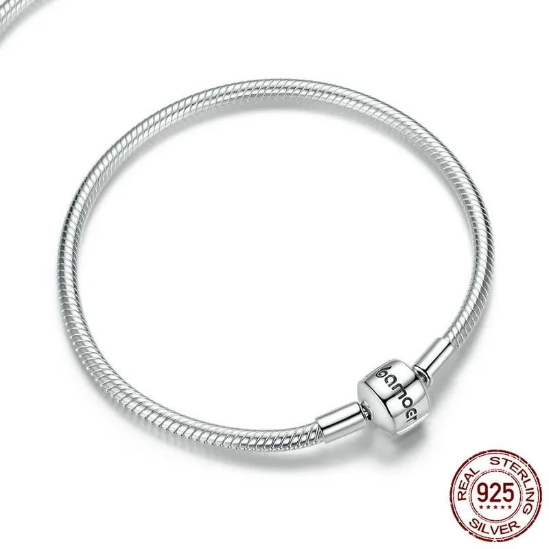 Подпись Серебро 925 браслет "Змейка 3 мм основной Браслеты для Для женщин стерлингового серебра 925 DIY ювелирные украшения BSB032