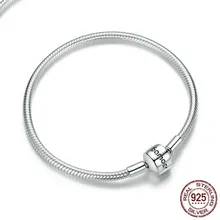 Подпись Серебро 925 браслет "Змейка 3 мм основной Браслеты для Для женщин стерлингового серебра 925 DIY ювелирные украшения BSB032