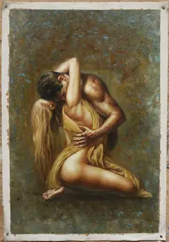 

High qualielty Oil Painting ORIGINAL Impressionist art painting, embracing lover on Canvas hand painted free shipping