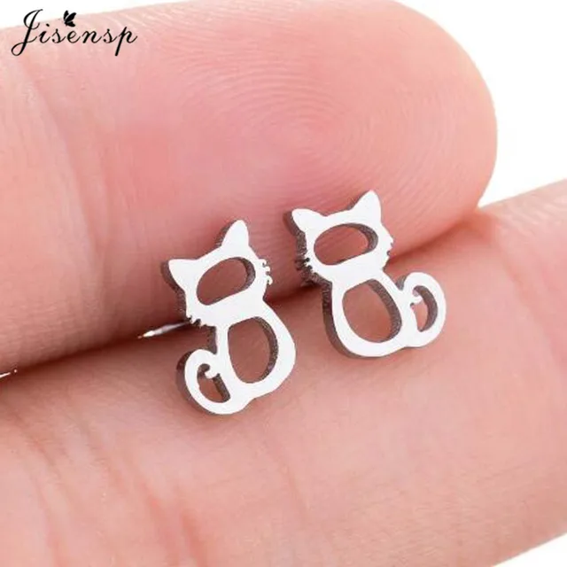 Mini Stainless Steel Earings Fashion Jewelry Small Animal Ear Studs Punk Cross Star Dragon Ballet Stud Earrings Pendientes Gifts GED063