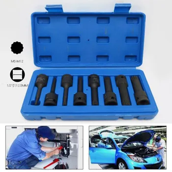 

8pcs 1/2inch/set Drive Bit Socket Impact Allen Key Hexagon M5-M18 Hand Tools Kit