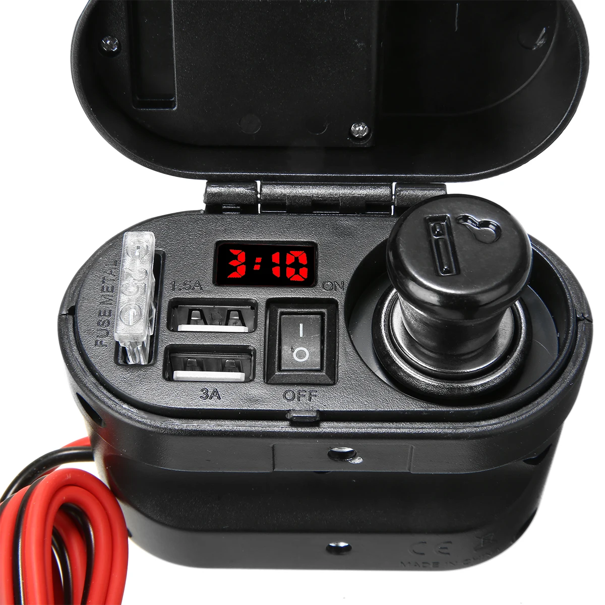 

1PC Motorcycle Multifunctional Charger Cigarette Lighter Socket+Dual USB+Switch+Voltmeter Mobile Phone Charger Source Assembly