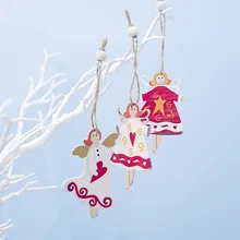 2 шт./компл. елочных игрушек деревянный роспись ангел подвесной Изделия из дерева для рождественских украшений Рождественский Декор