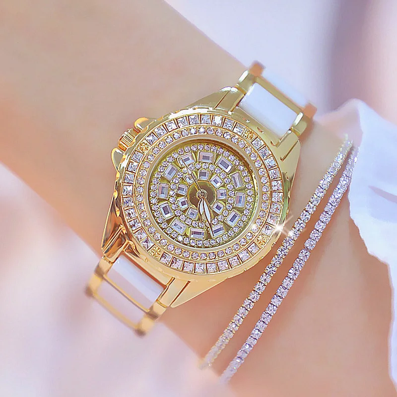 

Diamond Watch Women Bracelet Gold Watch Top Brand Luxury Crystal Ladies Dress Wrist Watches For Women Quartz Clock reloj mujer