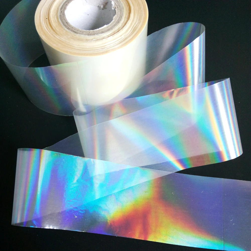 

120M/roll Holographic Hot Stamping Nail Stickers Laser Clear Transfer Foil For Salon Broken Glass Press On Paper Or Plastic