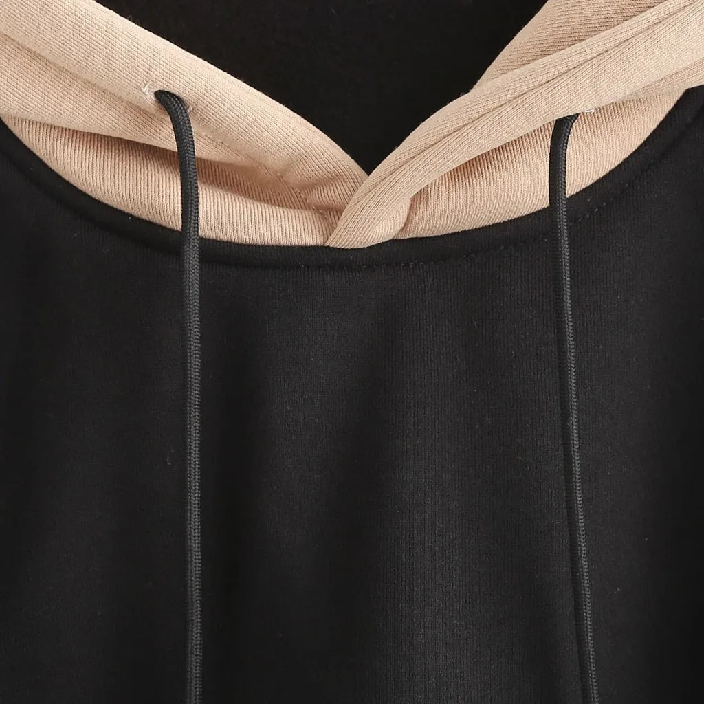 Женские толстовки Sudadera Mujer с длинным рукавом, Женская Осенняя уличная одежда, лоскутный пуловер с карманом, толстовка с капюшоном