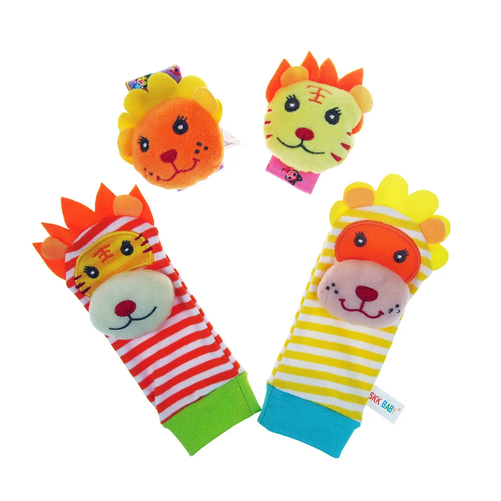 2 pcs/set Baby Animal Wrist Belt Wrist Bell Socks Cute Baby Infant Toy Soft Animal Baby Socks Foot Finders Developmental Toys