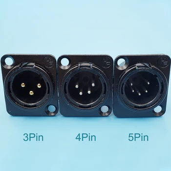 

10pcs Xlr Microphone Connector 3Pin 4Pin 5Pin Metal Cannon Female Plug Xlr Audio Speaker Connector Balance Male Jack Black