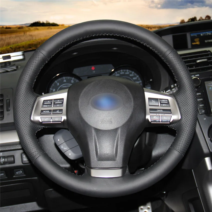MEWANT черная крышка рулевого колеса из натуральной кожи для Subaru Forester 2013- Legacy 2012- Outback 2012- XV - Название цвета: Style-01