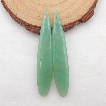 

Natural Gemstone Green Aventurine fashion Woman Long Shape Earrings,Popular jewelry,52x9x4mm，6.5g