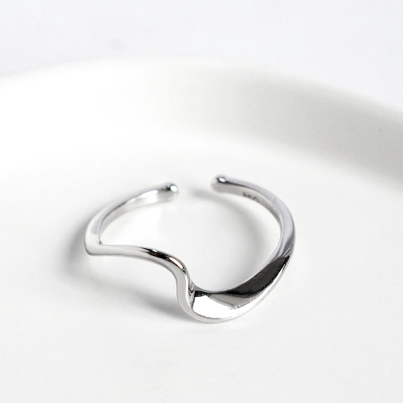 LKO Vintage Minimalism Chain Finger Ring 925 Sterling Silver Minority Design For Women Tide Flow Jewelry Adjustable Ring - Image 2