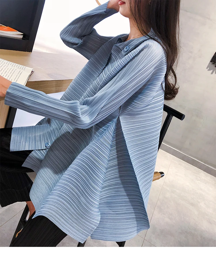 Miyake плиссированная рубашка Женский Ранняя осень кардиган мода дикая короткая куртка Женское пальто