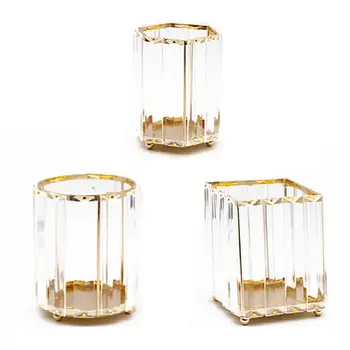 

Makeup Brush Storage Box Desktop Makeup Pen Storage Organizer Case Crystal Glass Cosmetic Pen Holder for Dresser Women Girls Gif