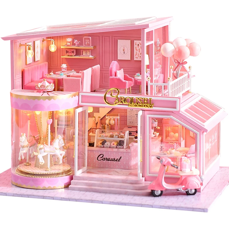 CUTEBEE bricolage maison de poupée en bois maisons de poupée Miniature maison de poupée Kit de meubles Casa musique Led jouets pour enfants cadeau d'anniversaire A73