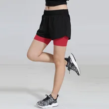 Летние Осенние поддельные спортивные шорты из двух частей женские обтягивающие Стрейчевые шорты для занятий йогой и фитнесом для бега на открытом воздухе быстросохнущие короткие пляжные шорты