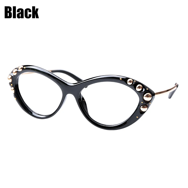 SOOLALA очки для чтения «кошачий глаз» женские дизайнерские Золотые бусы очки для пресбиопии очки для чтения 0,5 0,75 1,0 1,25 до 4,0 - Цвет оправы: Black