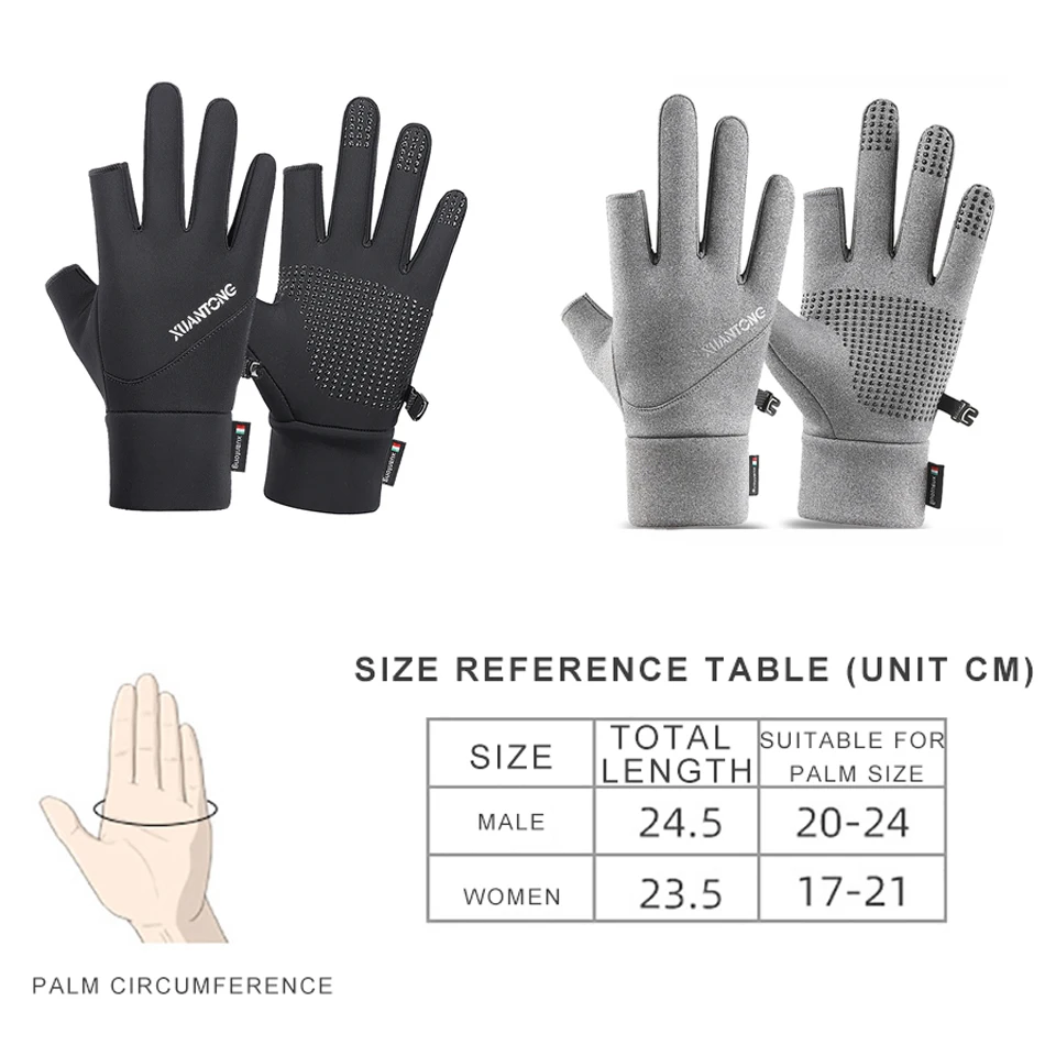 Winter Outdoor Sports Windproof Warm Fishing Gloves Exposed Two-finger Fishing Gloves Touch Screen Non-slip Waterproof 1 Pair