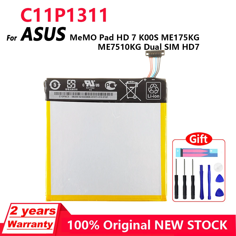

100% Original C11P1311 Battery For ASUS FONEPAD 7 ME175 ME175CG K00Z K00S Batteries 3910mAh BatteriaTablets Battery+Free Tools