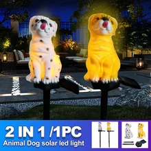 Собака солнечный светильник с компонентами по хорошей цене светодиодный Панель поддельные собака Водонепроницаемый Солнечный садовый светильник с орнаментом в виде животных Собака Открытый Двор Сад лампы