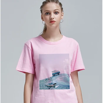 

2020 New Sell Well Sea Bus Pattern Print T-shirt Women Summer Casual Short Sleeve Tops T Shirt Vogue Simple Cozy Style Tshirt