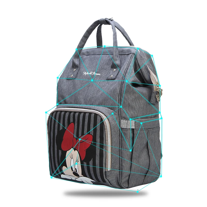 Disney Mickey Minnie Travel Mummy Backpack  Maternidade Waterproof Stroller Bag USB Baby Bottle Warmer Diaper Bag Backpack
