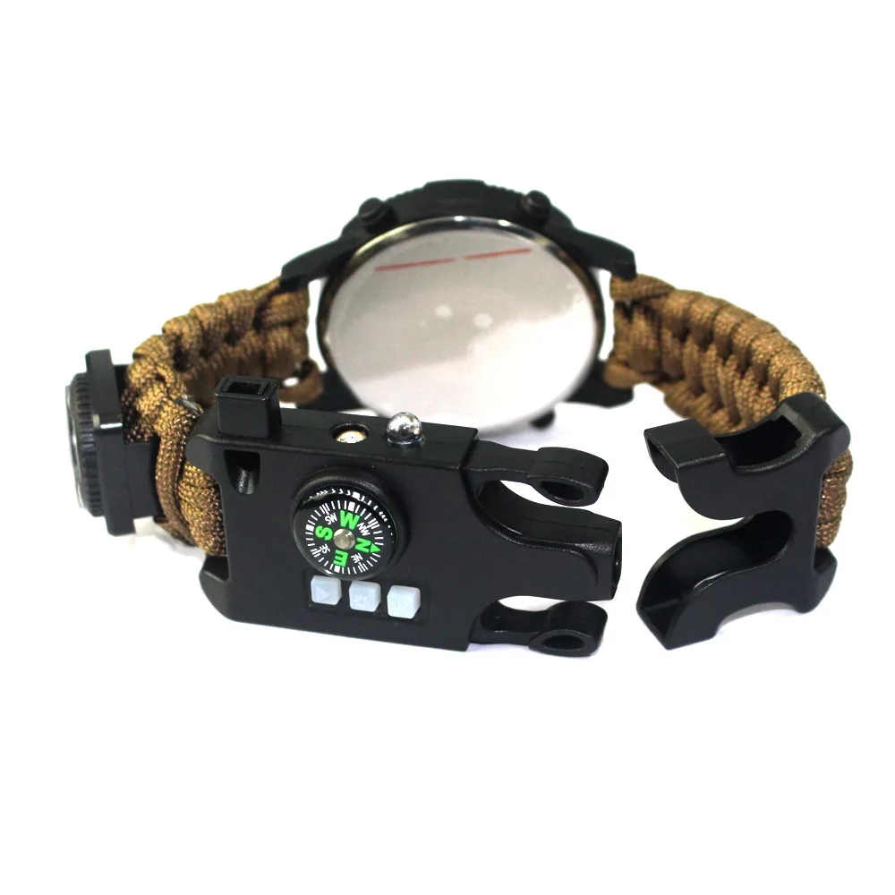 

Wilderness outside Outdoor Mountain Climbing Rock Climbing Travel Men Watch Multi-functional sosled Lamp Laser Umbrella Rope Wat