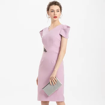 

2020 New Superior Quality Lady Sexy Solid Beaded Dress 3xl Women Party Dress Plus Size Vintage Short-sleeved Package Hip Dresses