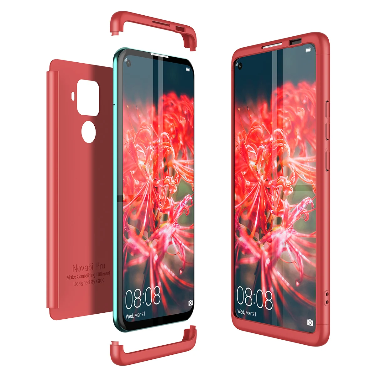 red 3 в 1 360 Полный корпус крышка Роскошные, жесткие, ПК чехол для huawei mate 30 lite чехол анти-падение противоударный чехол для huawei mate 30 lite - Цвет: red