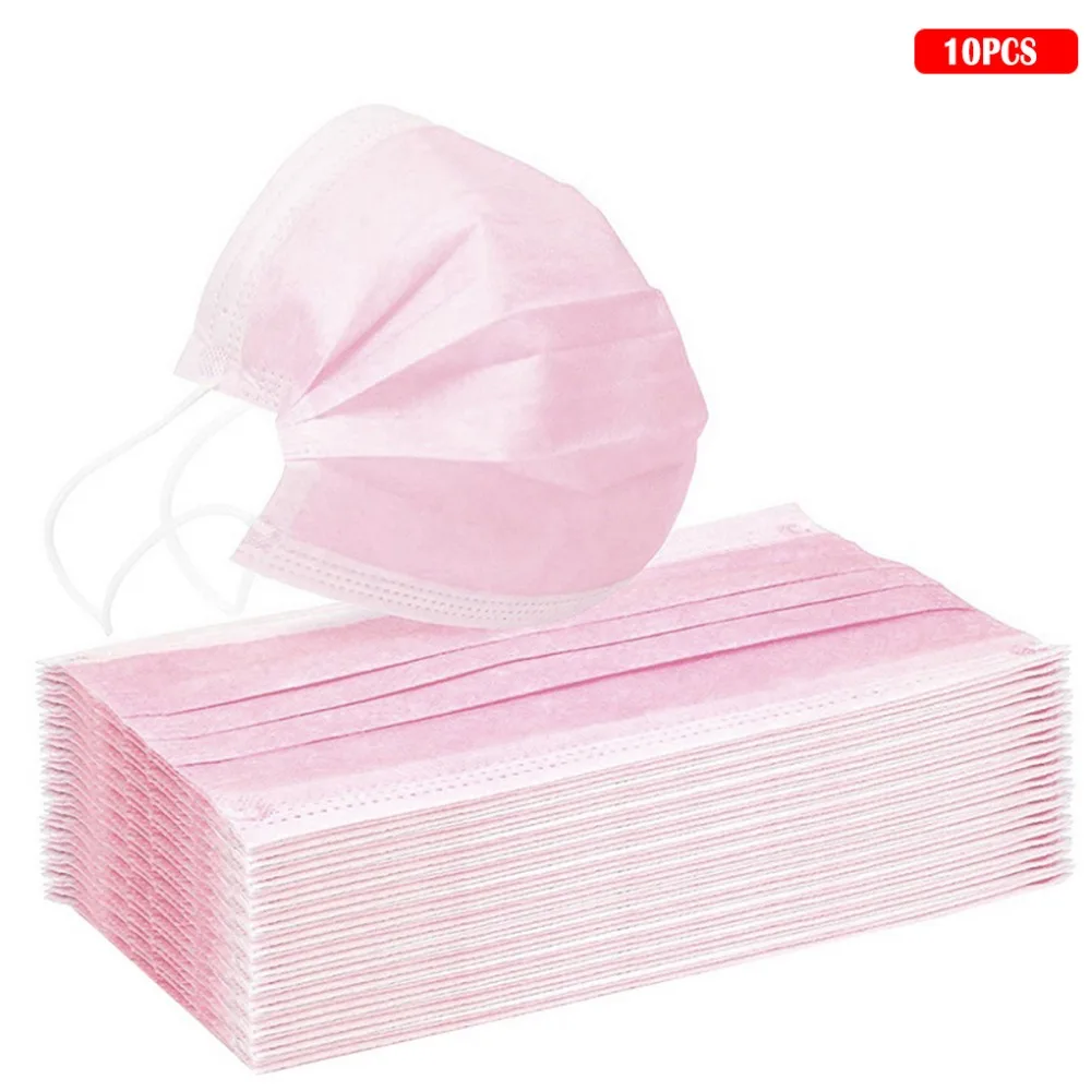 10-20-50pcs-Pink-Color-Non-woven-Face-Mask-Breathable-Mask-with-Elastic-Earband