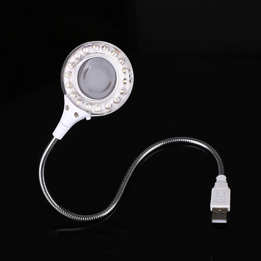 Яркий ночной Светильник 18LED USB с увеличительным стеклом для глаз, холодный белый