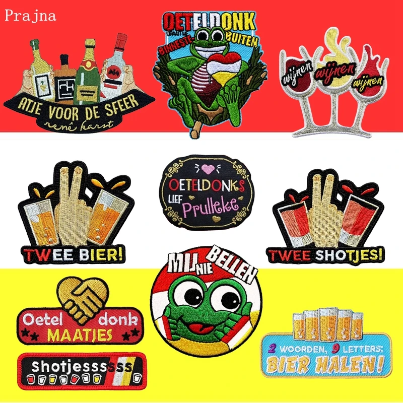

Prajna Oeteldonk Emblem Full Embroidered Frog Carnival for Netherland Iron On Patches On Clothes Sticker Embroidered Patches DIY