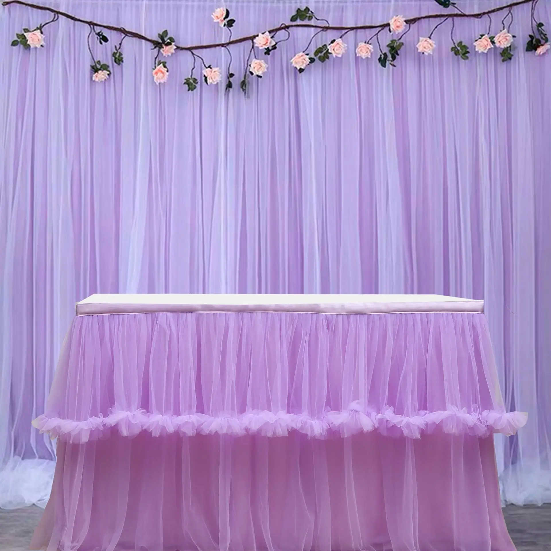 Halloween Christmas Birthday Tulle Table Skirt Wedding Tutu Cloth Baby Shower Banquet Party Home Decor